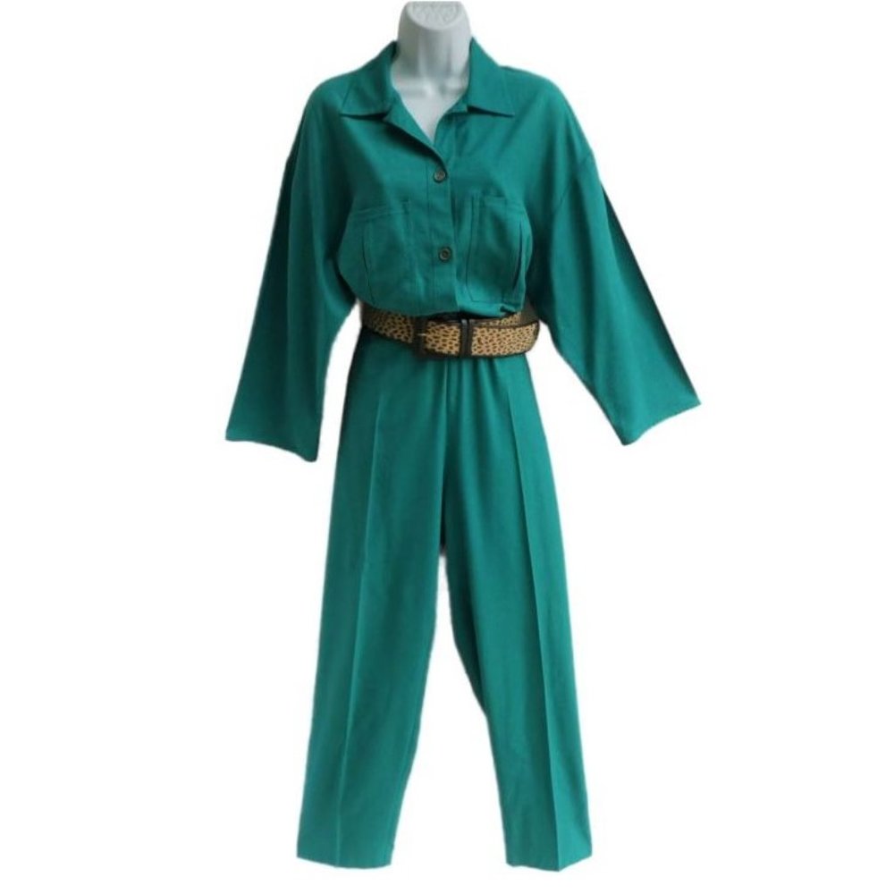 Teal Women's Jumpsuit - Classic Collared One-Piece